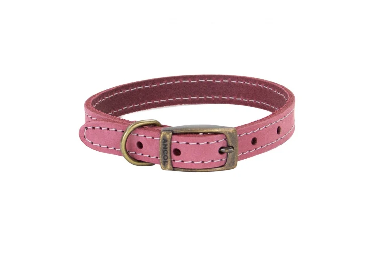 Ancol Timberwolf Leather Collar Raspberry
