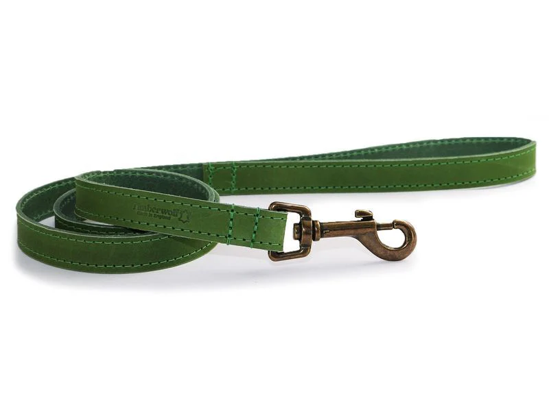 Ancol Timberwolf Leather Lead Green 1mx19mm