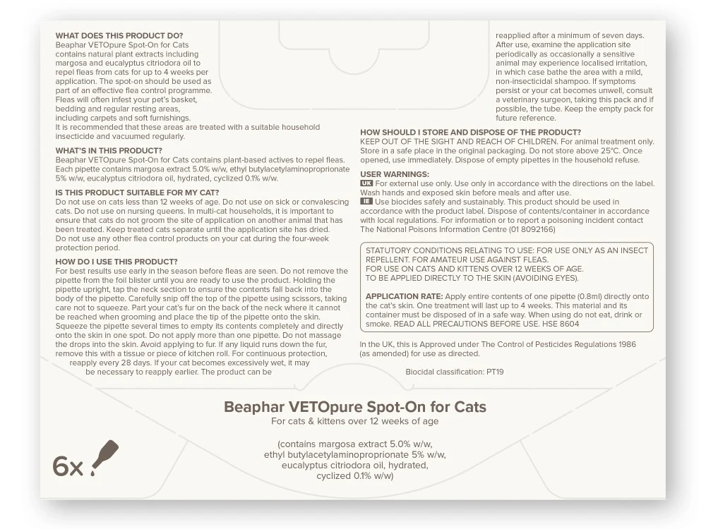 Beaphar Vetopure Natural Spot On For Cats - Image 3