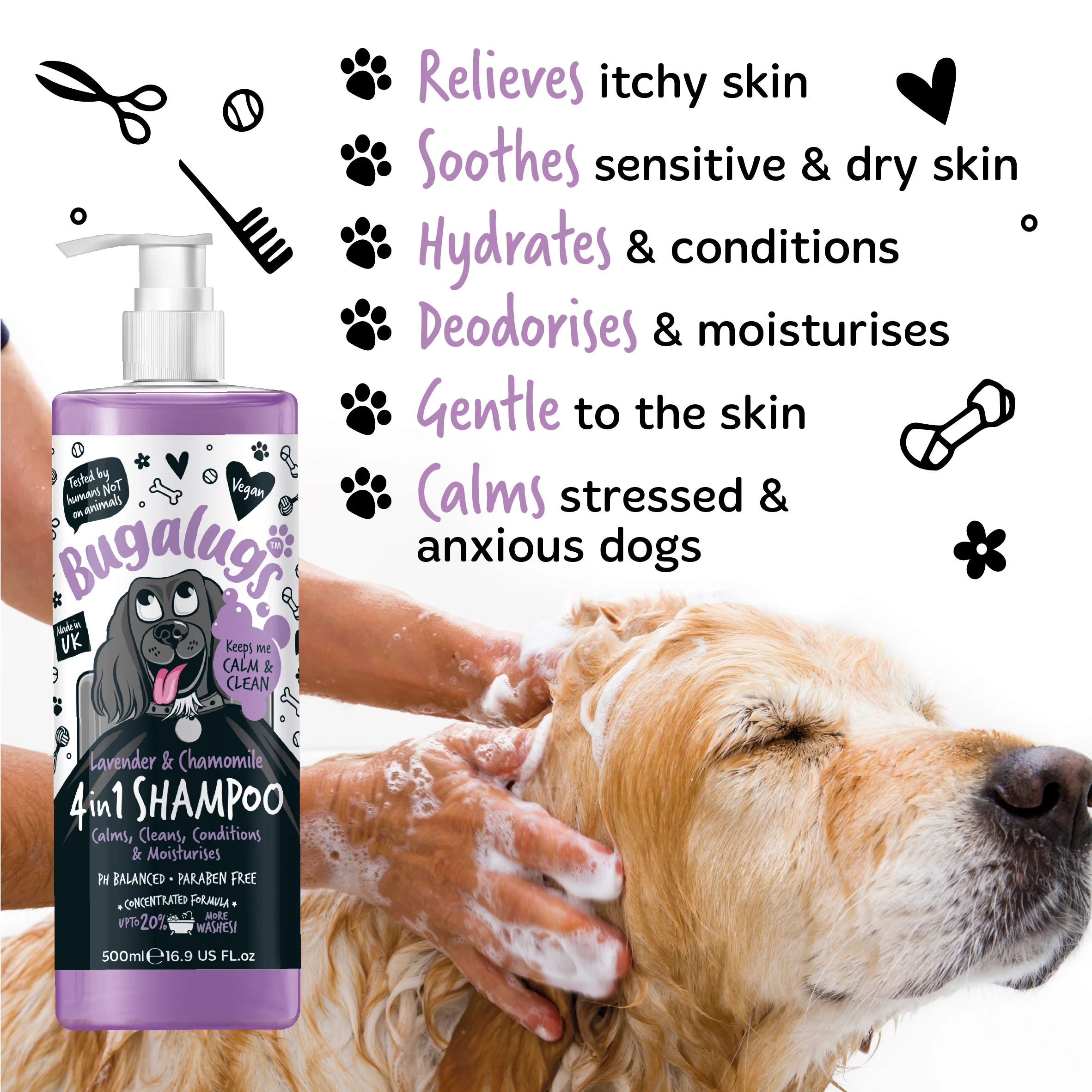 Bugalugs 4 in 1 Dog Lavender & Chamomile Shampoo - Image 4
