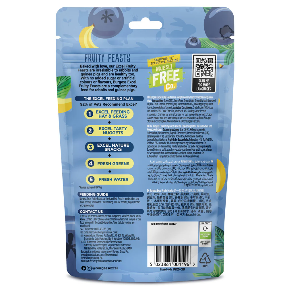 Burgess Excel Fruity Feasts Treats for Rabbits and Guinea Pigs – 60g - Image 2