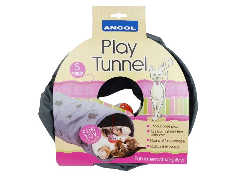 Cat Play Tunnel Grey Collapsible 50cm
