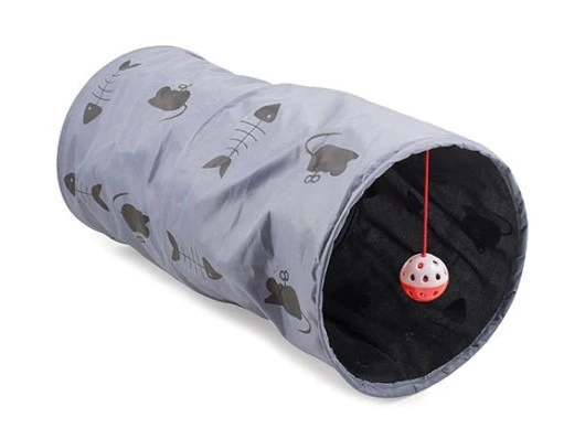 Cat Play Tunnel Grey Collapsible 50cm - Image 2