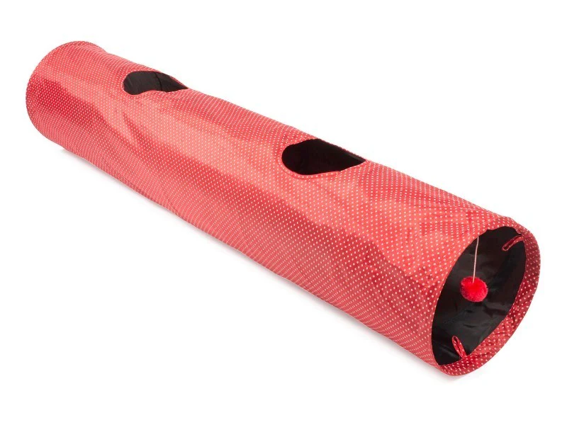 Cat Play Tunnel Red Collapsible 130cm - Image 2
