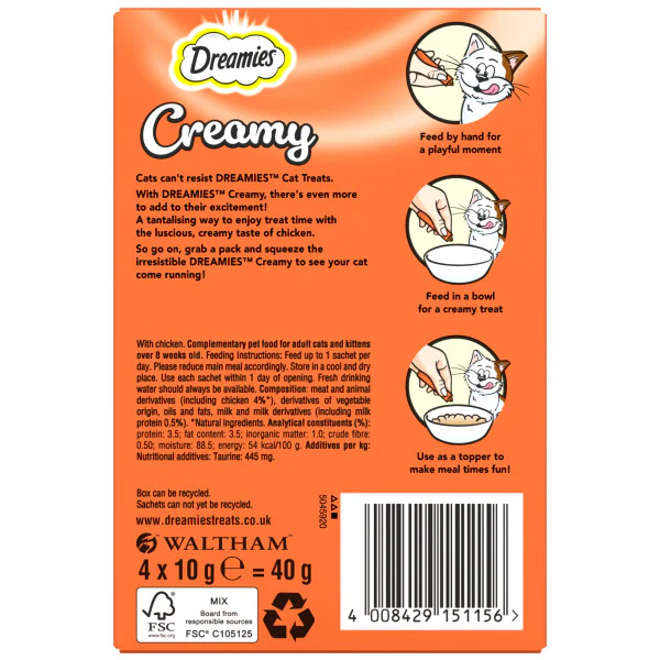 Dreamies Creamy Cat Treats with Chicken 4x10g - Image 3