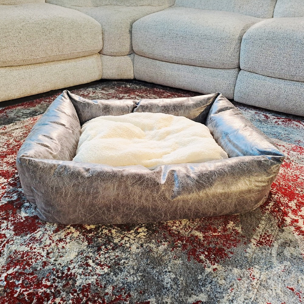Plush Dog Bed - Grey - Image 2