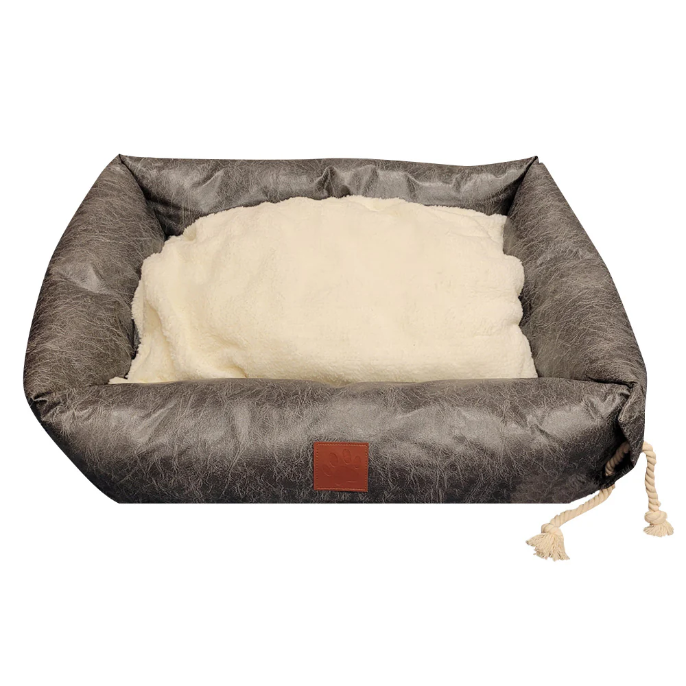 Plush Dog Bed - Grey - Image 3