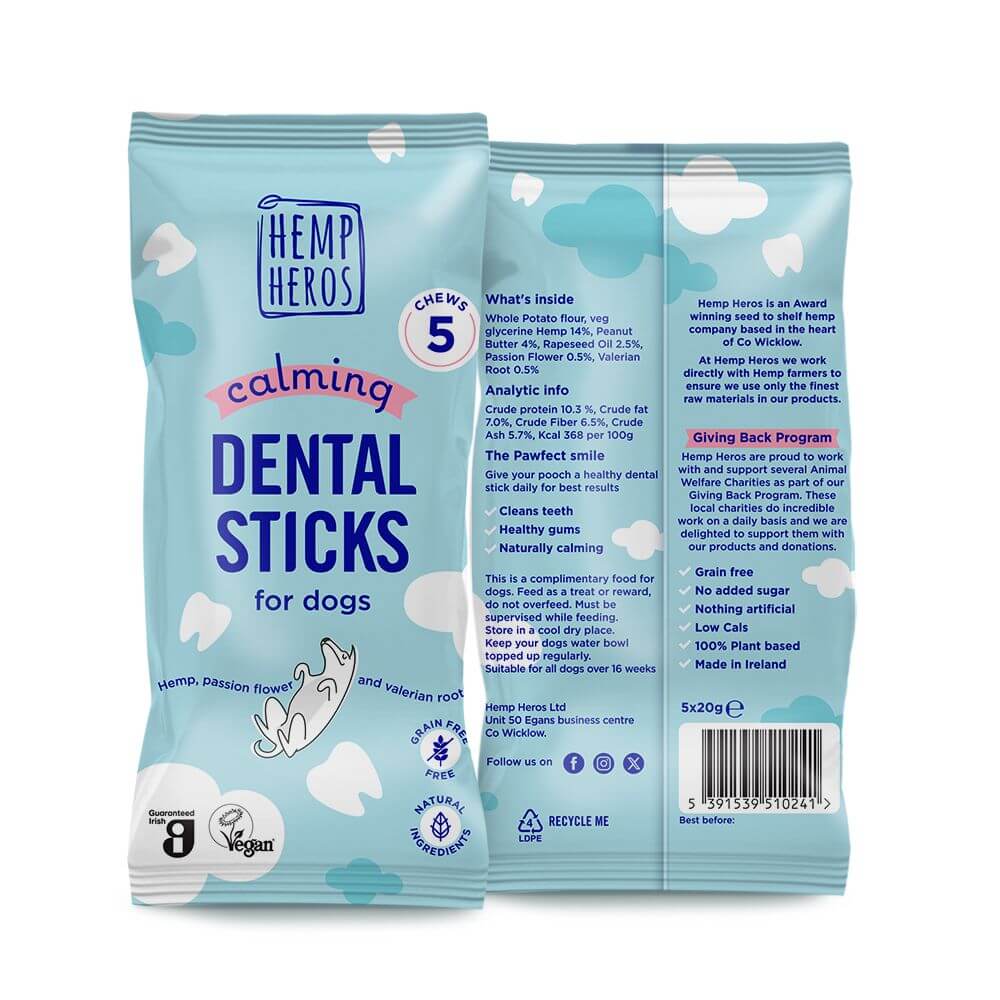 Hemp Heros Calming Dental Sticks for Dogs - Natural & Grain-Free