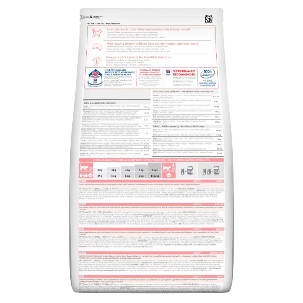Hill's Science Plan Adult Light Dry Cat Food 10kg – Chicken - Image 2