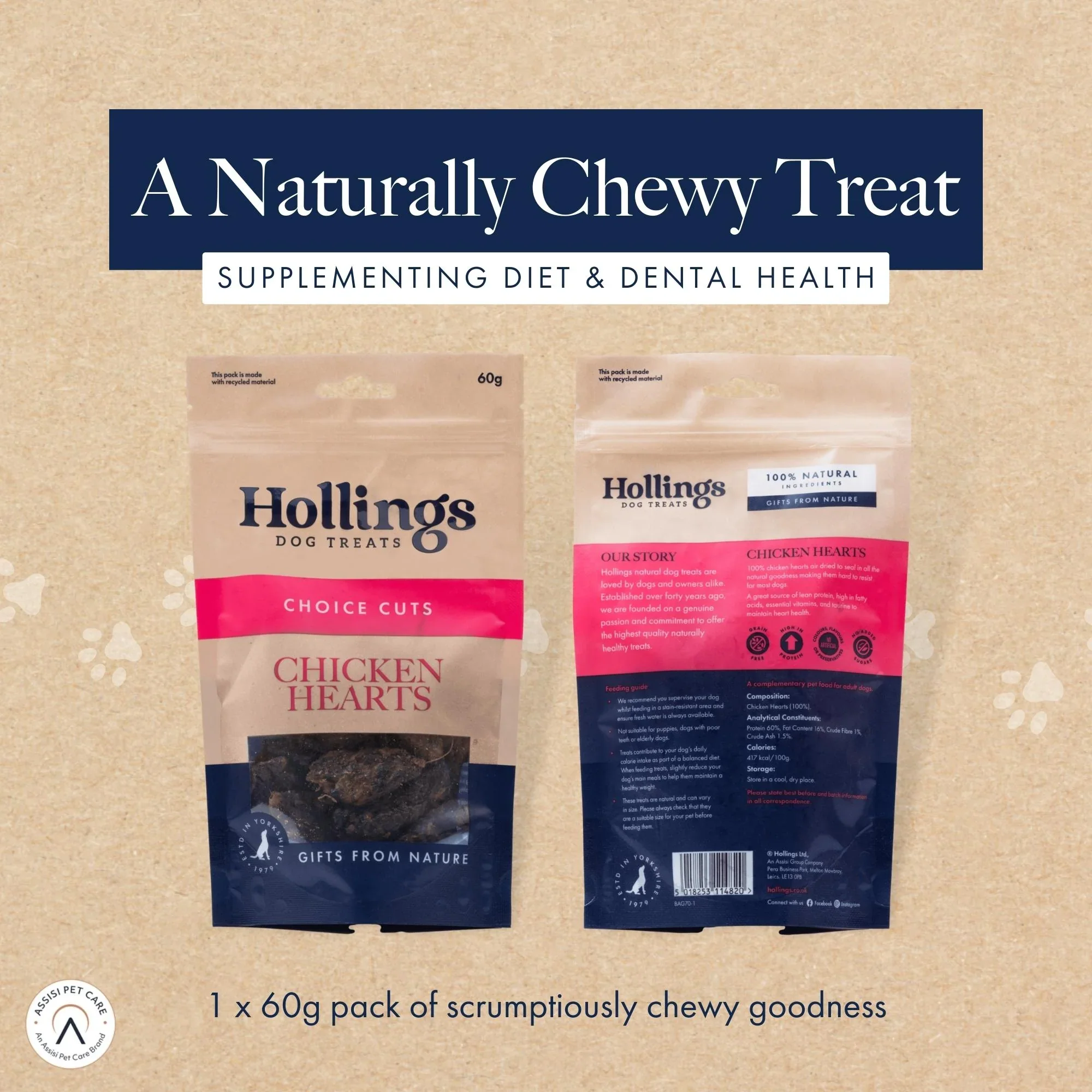 Hollings Chicken Hearts 60g - Image 3