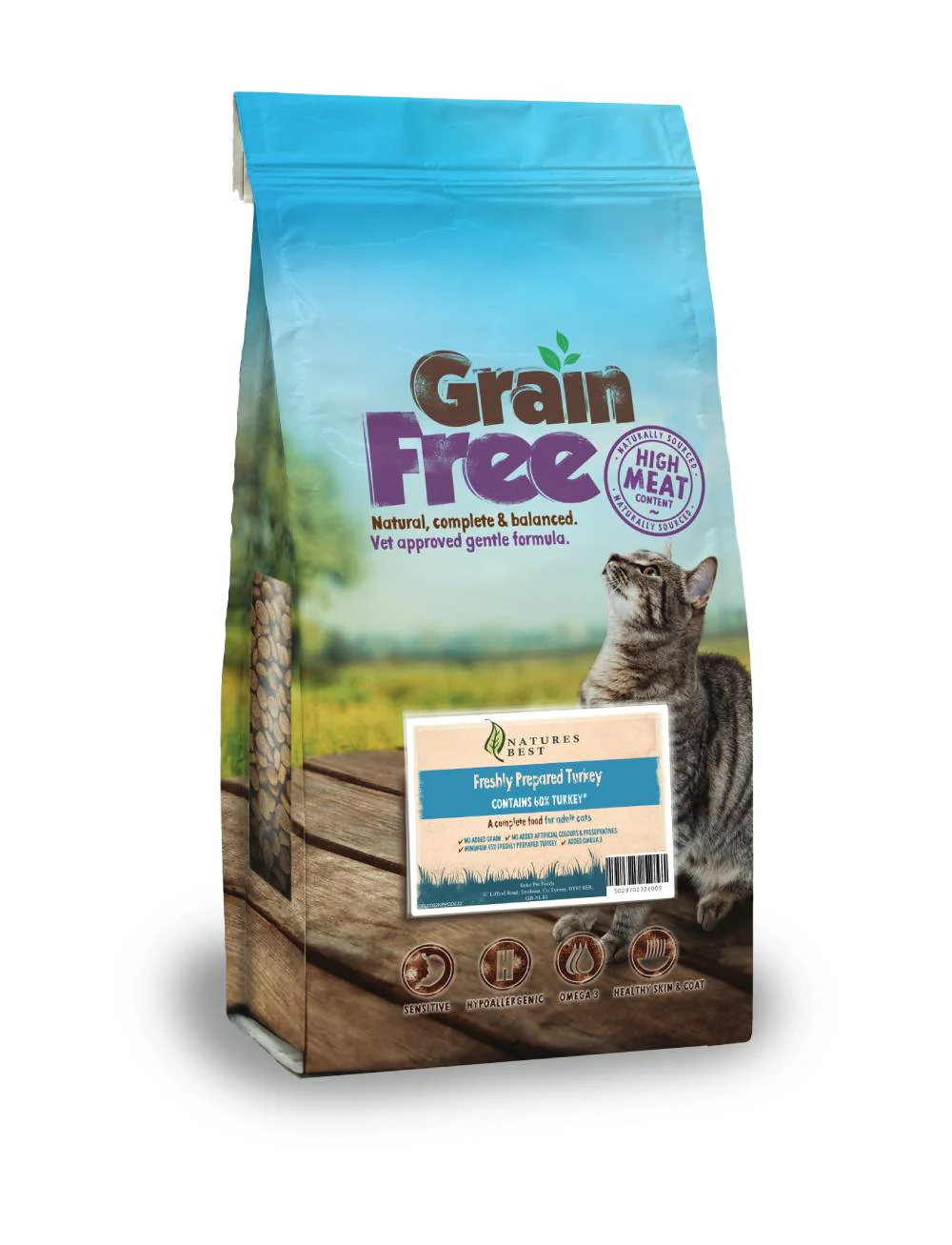Natures Best Grain Free Adult Cat Food Turkey 2kg