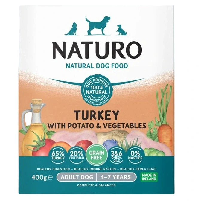 Naturo Adult Grain-Free Wet Dog Food – Turkey, Potato & Vegetables