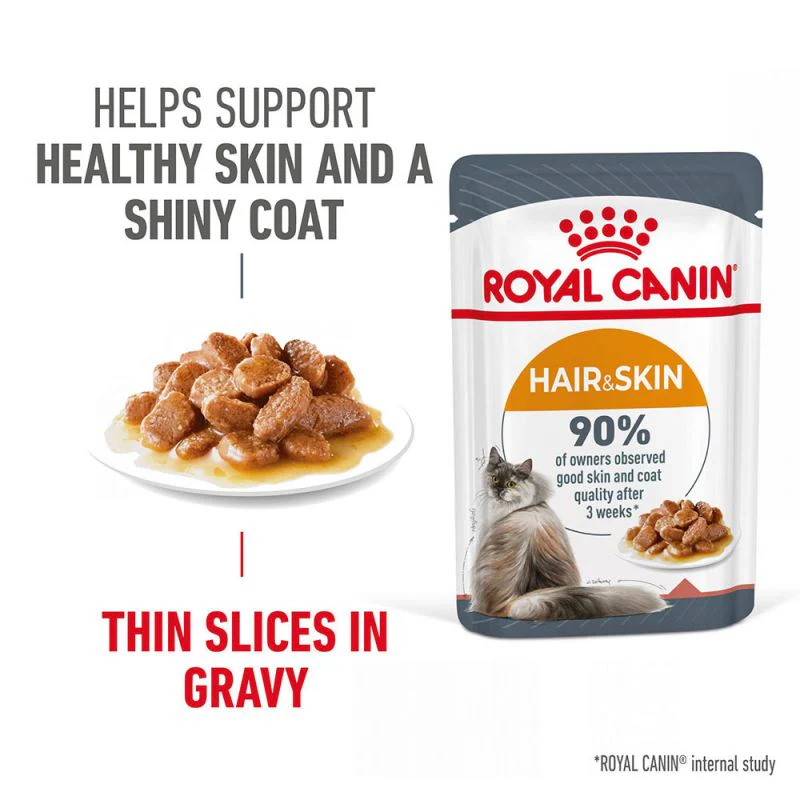 Royal Canin Hair & Skin Wet Cat Food in Gravy 85g Pouch (Formerly Intense Beauty)