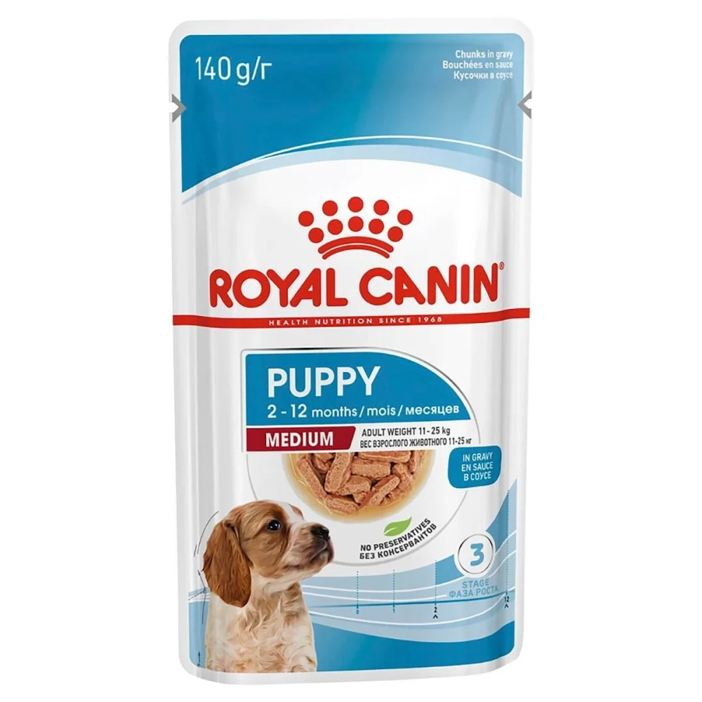 Royal Canin Medium Puppy Chunks In Gravy Pouch 140g