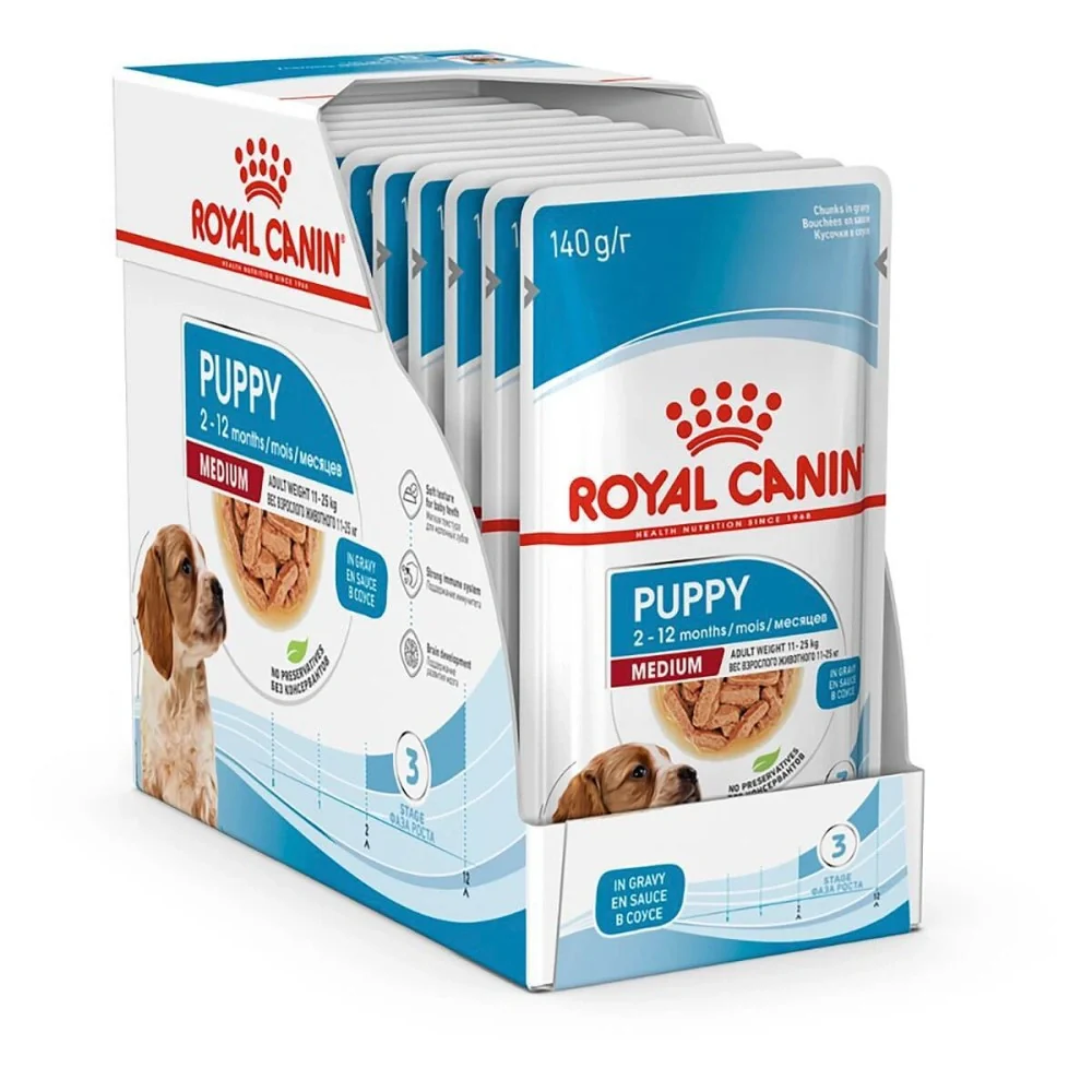 Royal Canin Medium Puppy Chunks In Gravy Pouch 140g - Image 2