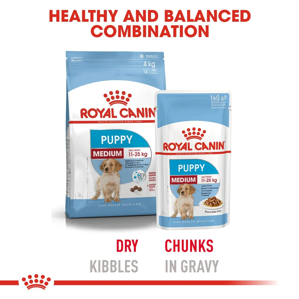 Royal Canin Medium Puppy Chunks In Gravy Pouch 140g - Image 4