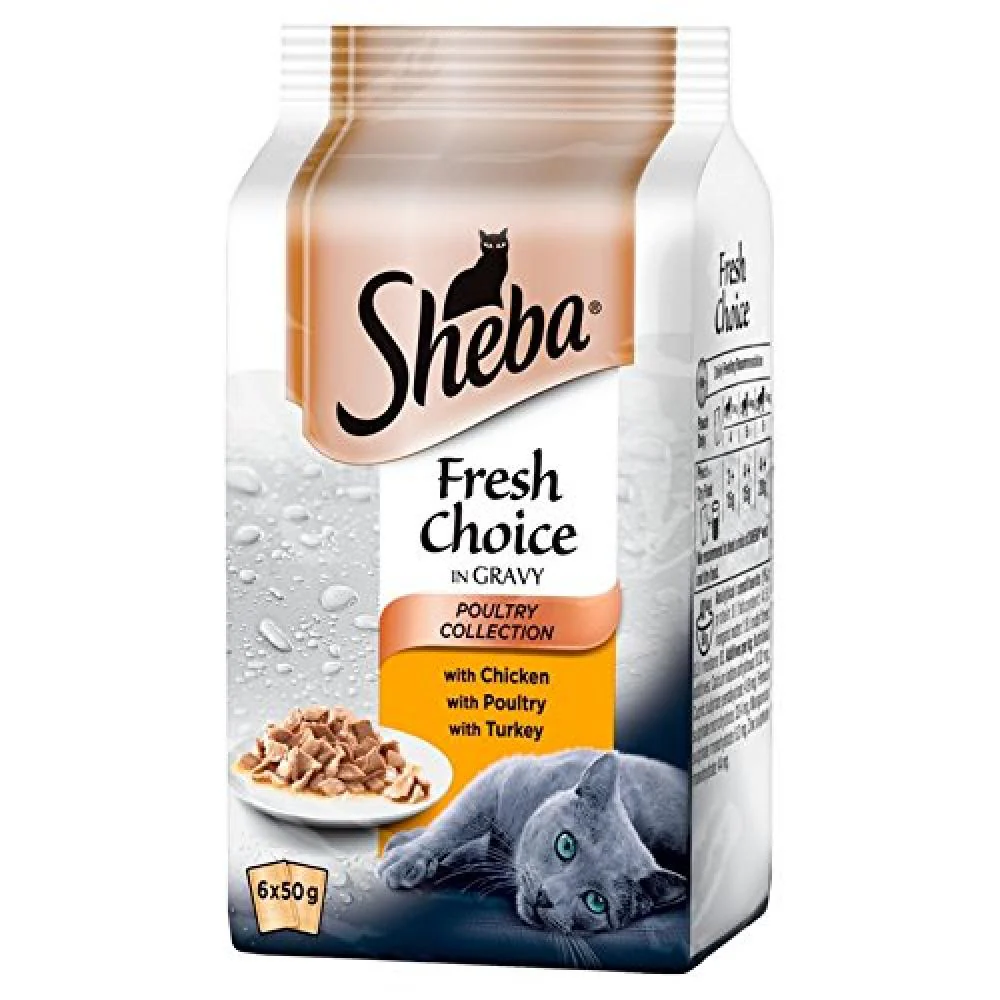 Sheba Poultry in Gravy Wet Cat Food 6x50g Pouches