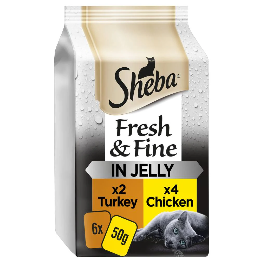 Sheba Fresh & Fine Cat Food Turkey & Chicken in Jelly 6x50g