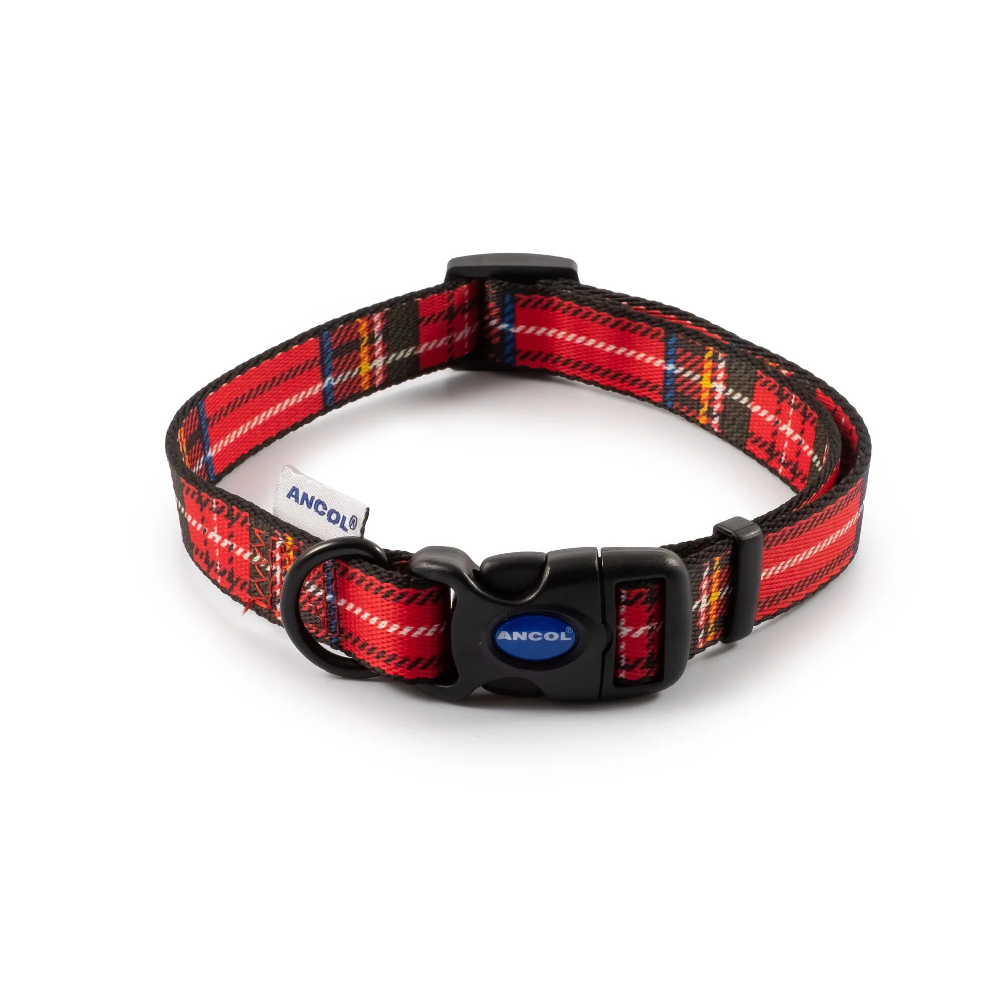 Tartan Nylon Adjustable Dog Collar - Red - Image 3