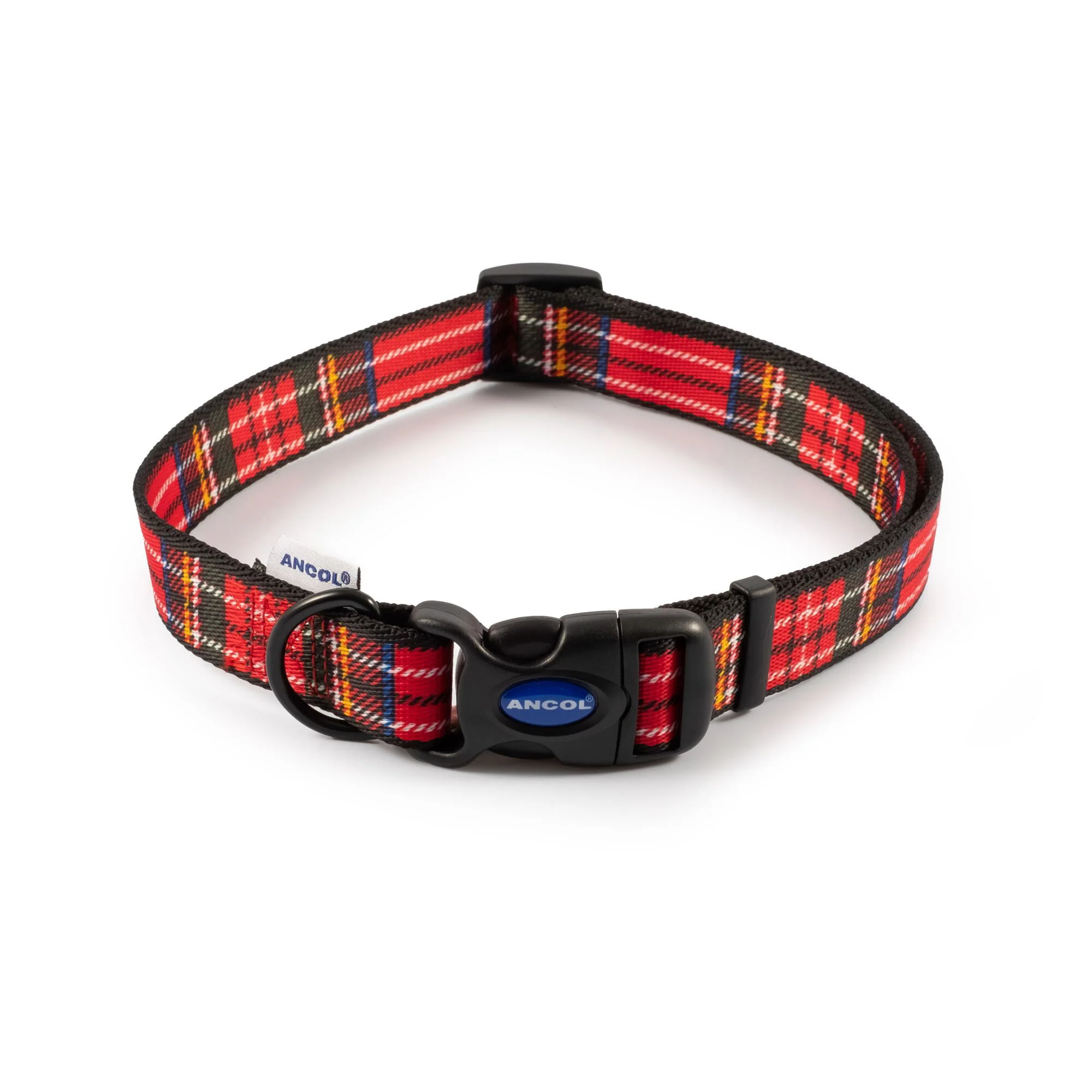 Tartan Nylon Adjustable Dog Collar - Red - Image 4