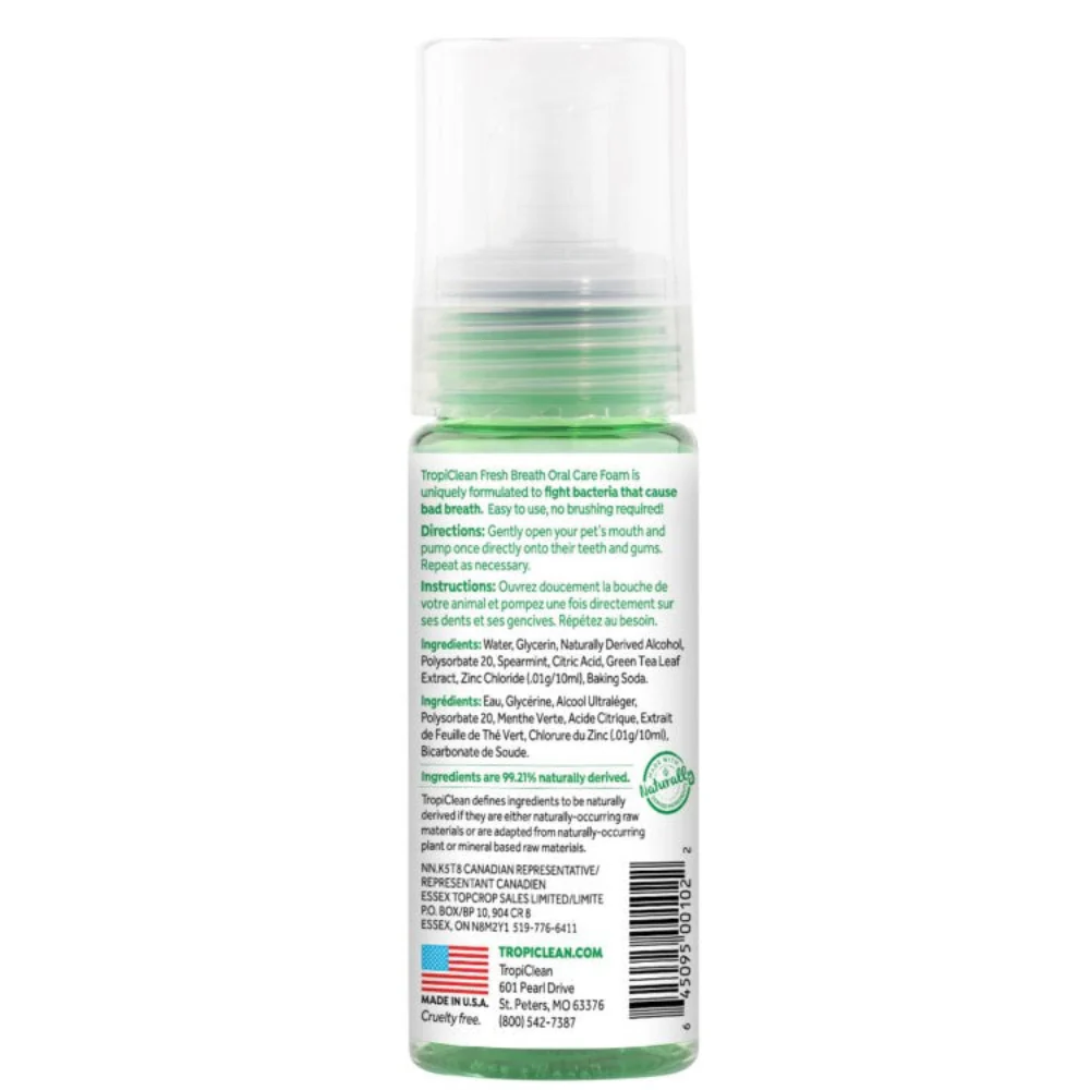 Tropiclean Fresh Breath Oral care Foam 133ml - Image 2