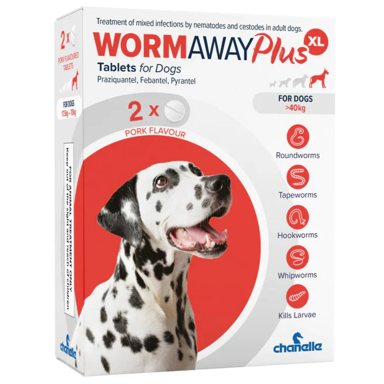 Wormaway Plus XL Worming Tablets for Large Dogs 17.5–70kg (2 Tablets)